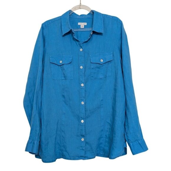 J Jill Shirt Love Linen Oversized Shirt Womens Size Small Lagenlook Beach Boho - Picture 1 of 9